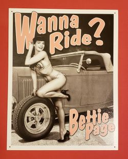 Bar Tiki Tin Sign Bettie Page Art Wall Poster Deco