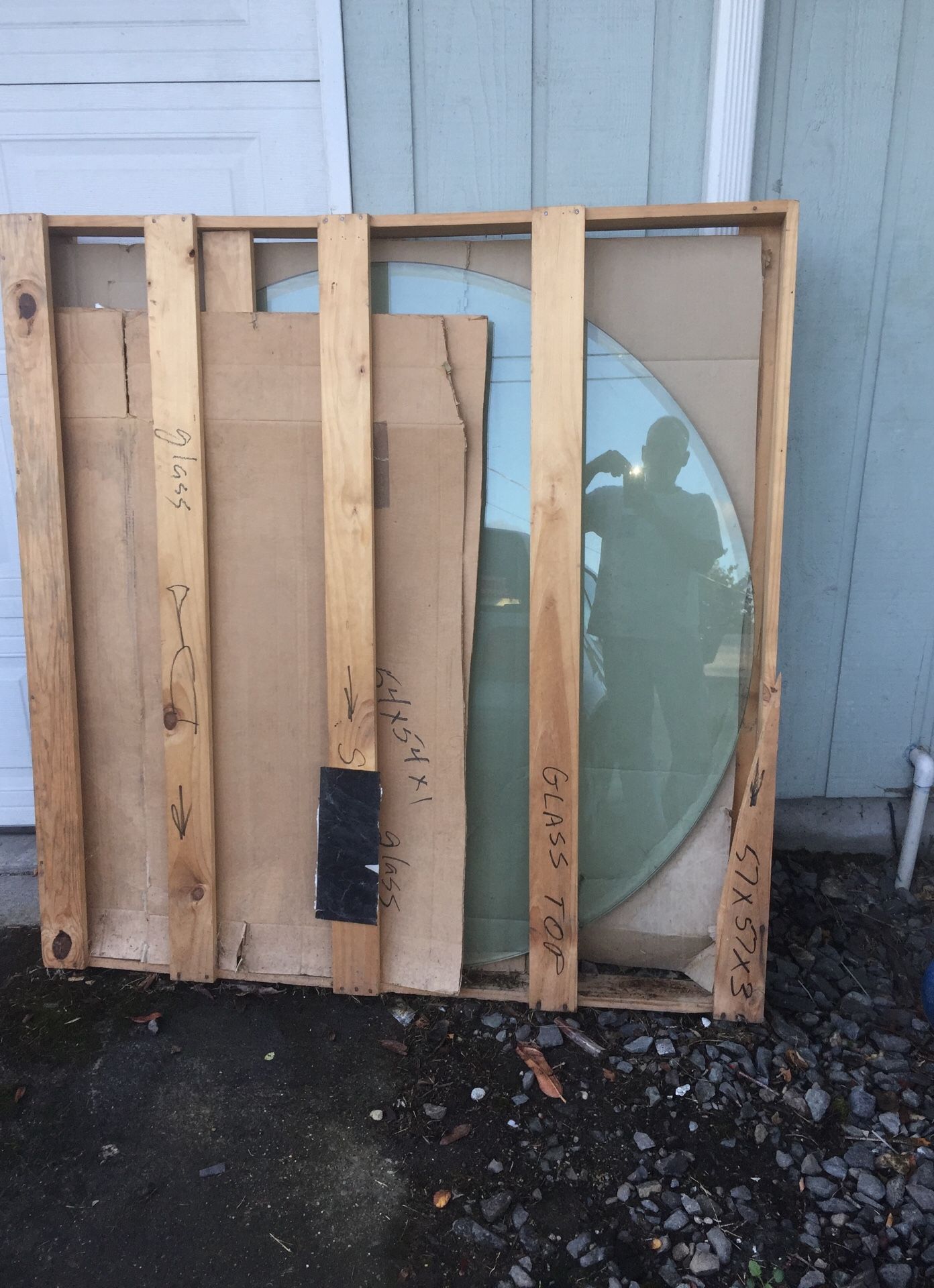 Glass table top with beveled edge 1” thick 54 x 54