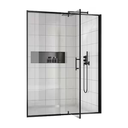 54 in. W x 71 in. H Pivot Semi-Frameless Shower Door in Black with Tempered Glass