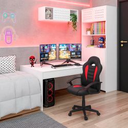 Techni Mobili Kids Gaming and Student Racer Chair with Wheels, Red