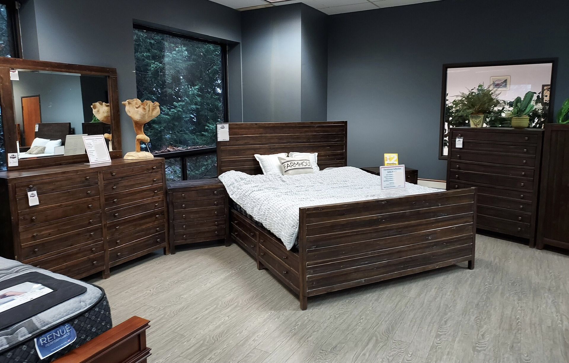 Brown Solid Acacia Wood Bedroom Set - Farmhouse