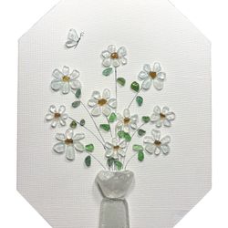 “Sea-Touched Blossoms”— Handcrafted Sea Glass Daisy Bouquet from Positano, Italy