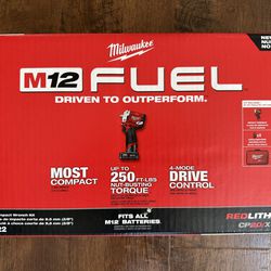 New M12 FUEL 12V Lithium-Ion Brushless Cordless Stubby 3/8 in. Impact Wrench Kit with One 4.0 and One 2.0Ah Batteries