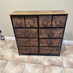 9-Drawer Dresser for Bedroom, Storage Tower with Fabric Bins, Tall Chest Organizer Unit for Living Room Nursery Entryway Closets, Steel Frame, Wood To