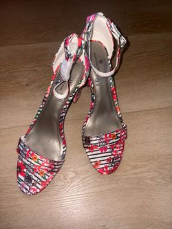 Worthington Floral Strappy Block Heel Sandals