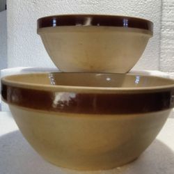 vintage Gres Of Gien France Stoneware Crock Mixing Bowls