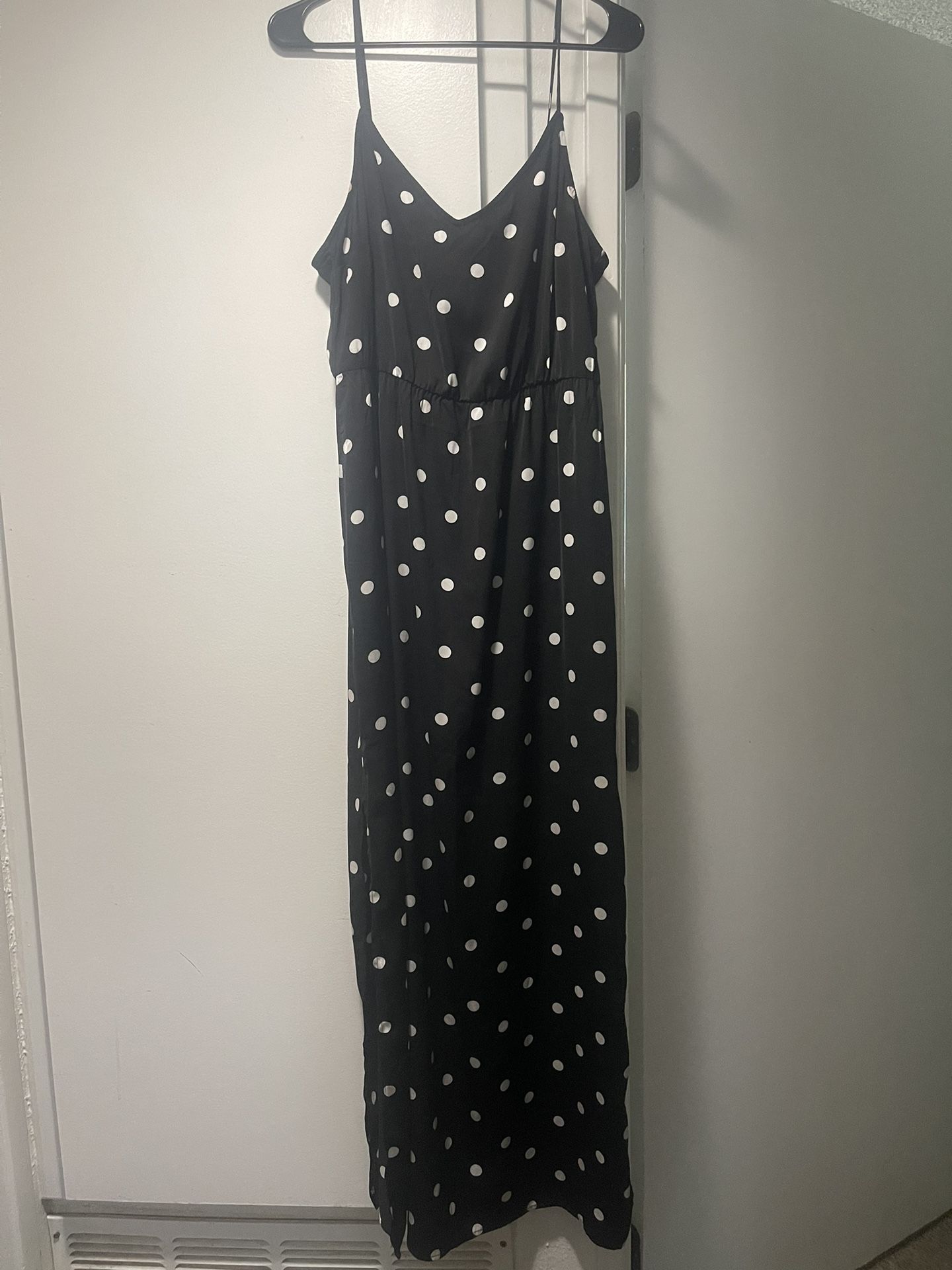 Long Dress Black With White Dots Size 12