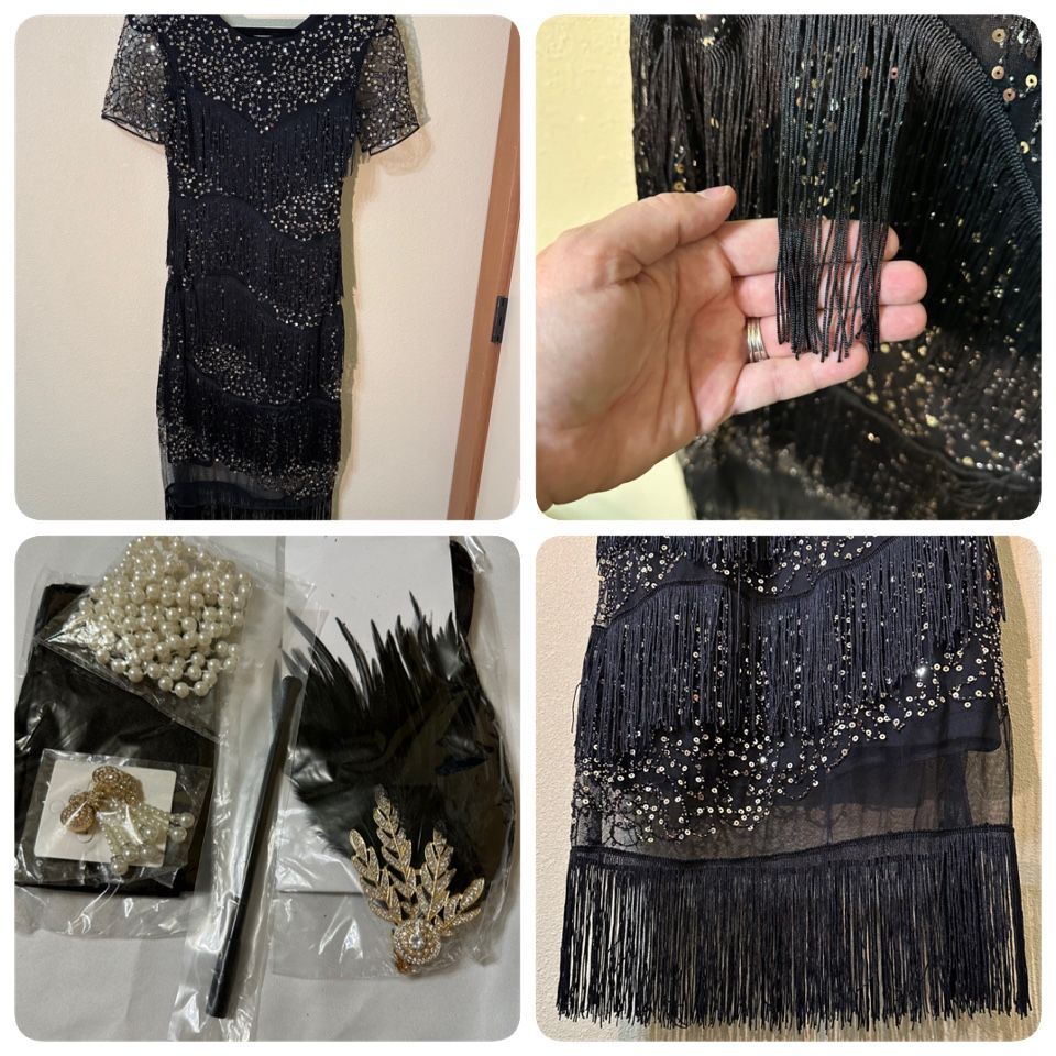 1920s Flapper dress costume with accessories. Never worn.