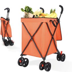 Shopping Cart with 360° Rolling Swivel Wheels