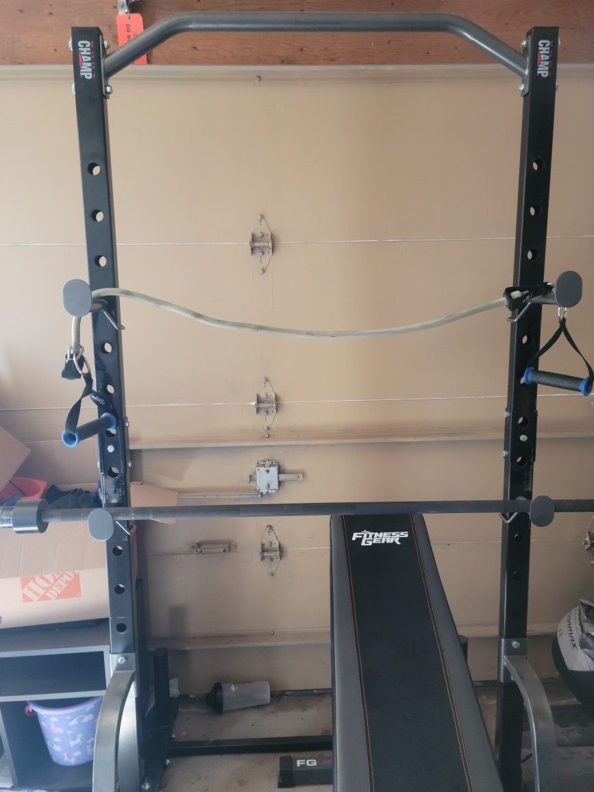 Body Champ Power Rack W/ Fitness Gear Adjustable Bench 160 OBO