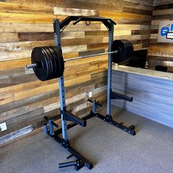 Brand New Squat Rack Power Cage + 260 Lb Olympic Bumper Weight Plate Set + Barbell , Home Gym Equipment   **FREE DELIVERY**
