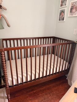 Chris Loves Julia Heritage Walnut Turned Wood Convertible Crib