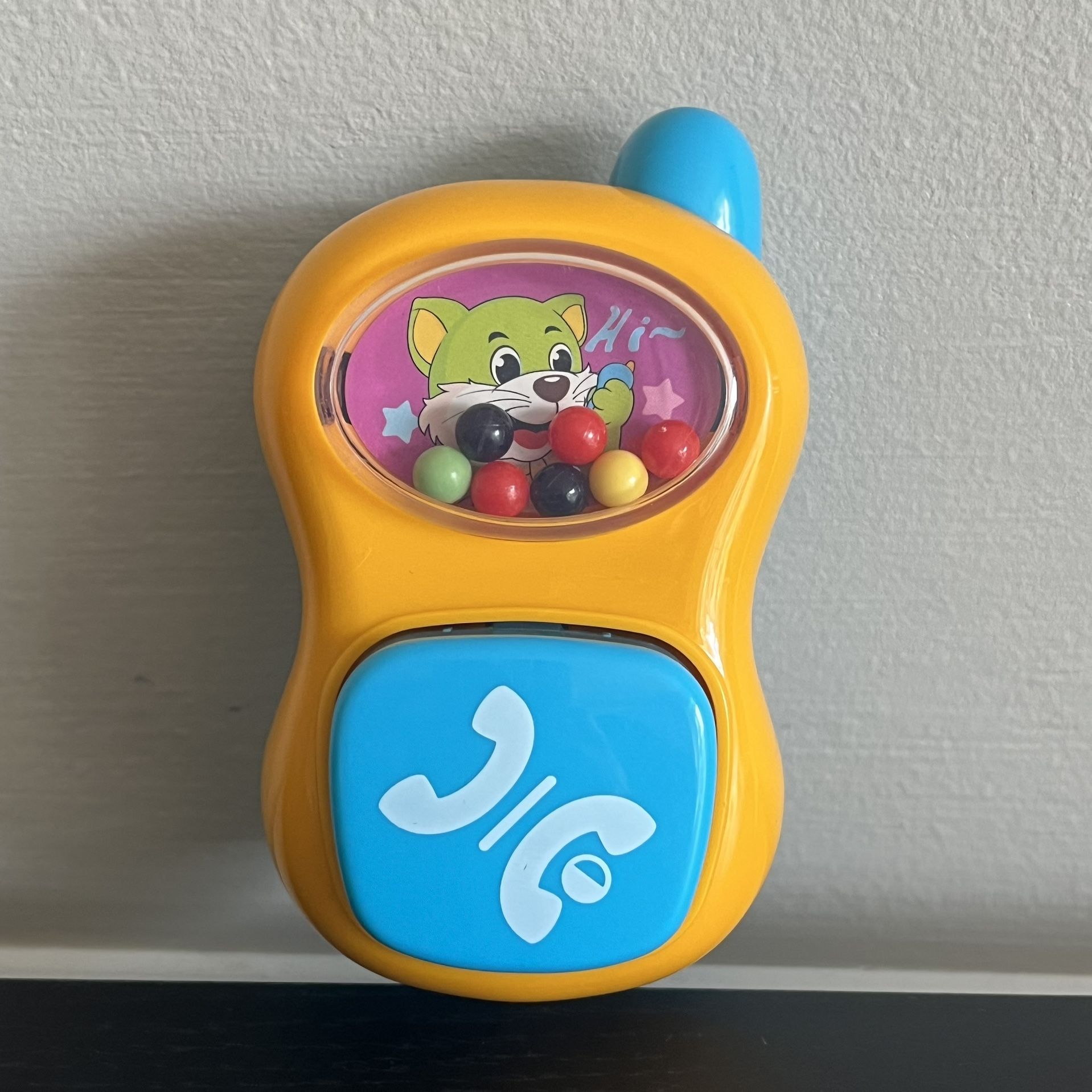 Hola Phone Rattle Baby Toy Cat Click Shake Colorful Beads Motor Skills Sensory