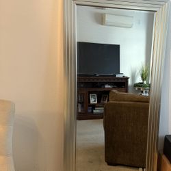 $20 Full-Length Floor Mirror – Modern Silver Frame (Priced to Sell)