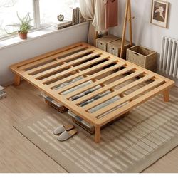 Minimalist Style Twin Platform Base - 14 Inch Solid Wood Mattress Foundation Support Slats Legs, 