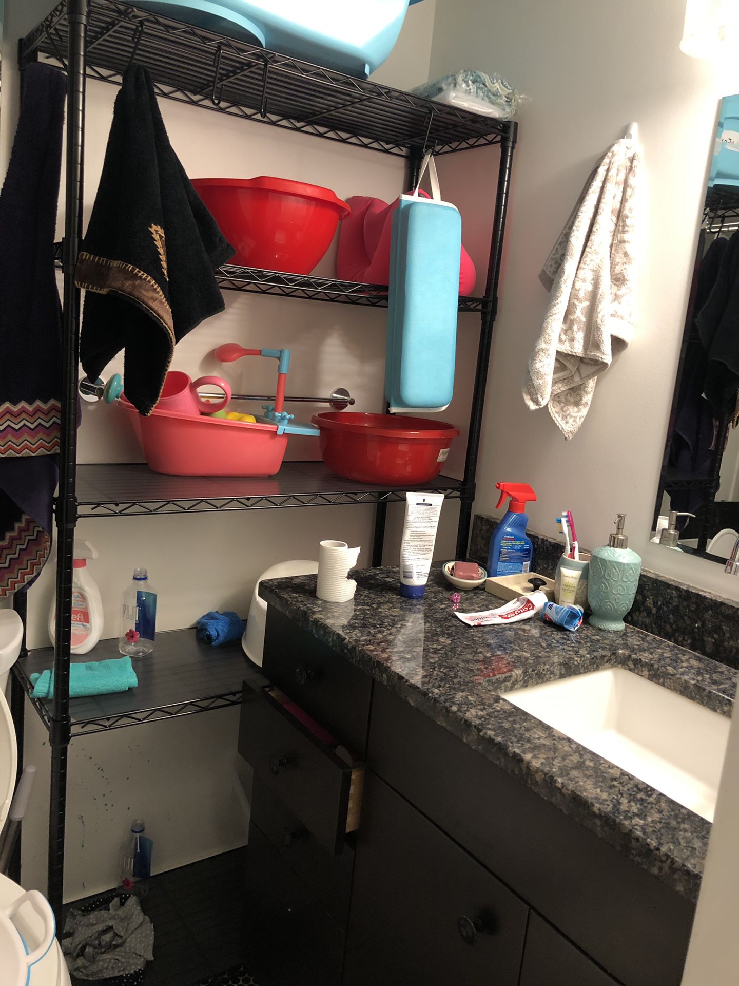 Bathroom organizer 5 shelves with hangers