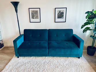Green Velvet Convertible Sofa (81")