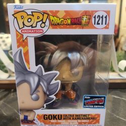 Funko Pop Goku Ultra Instinct With Kamehameha NYCC Con Sticker