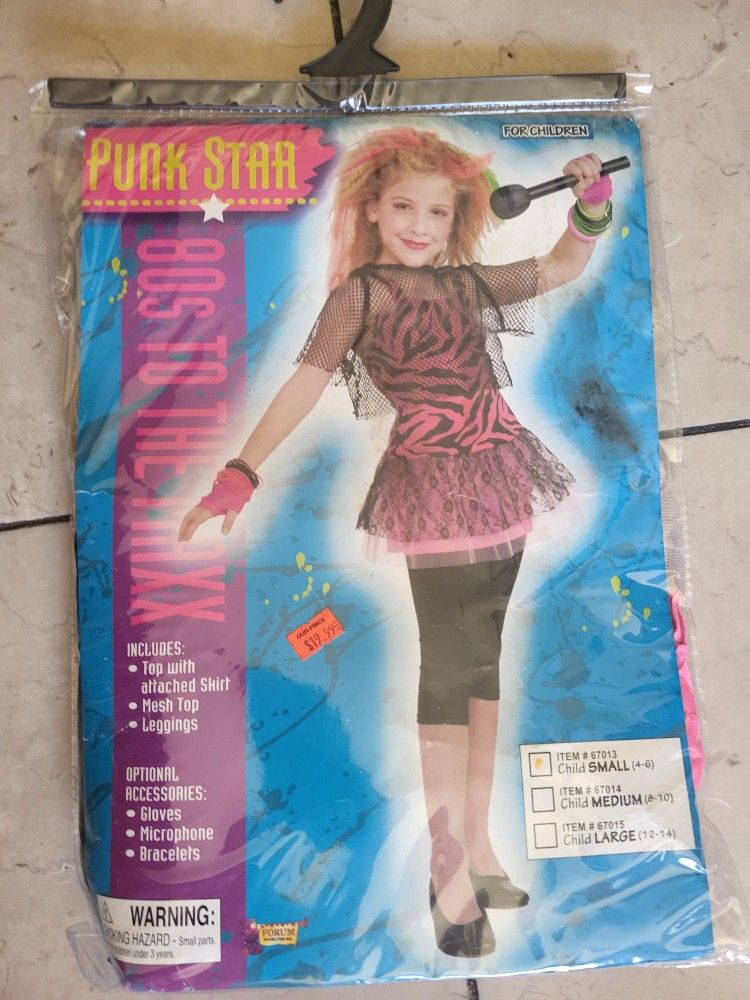 Punk Star 80s To The Max Costume New Child Small 4-6