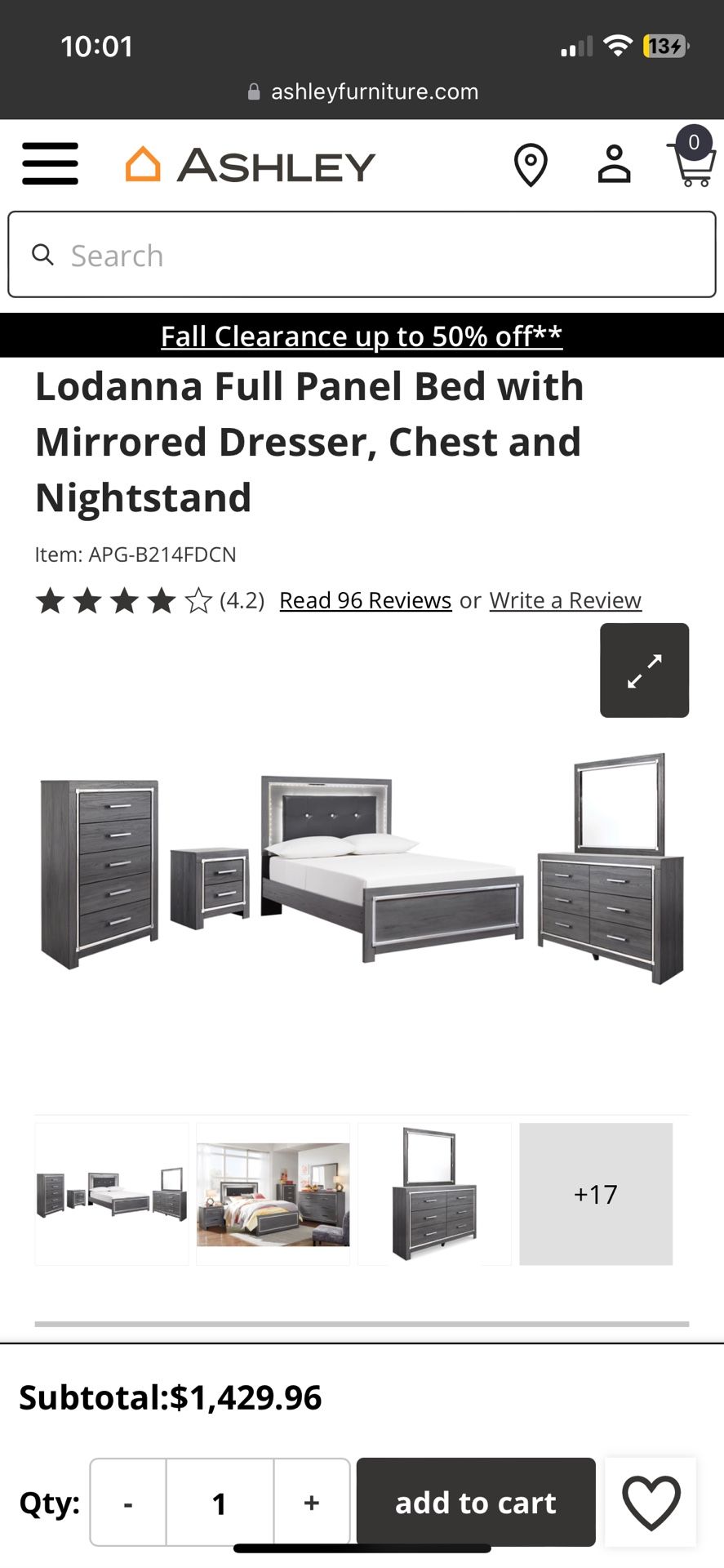 Ashley Furniture Lodanna Full Bedroom Set With Two Dressers 