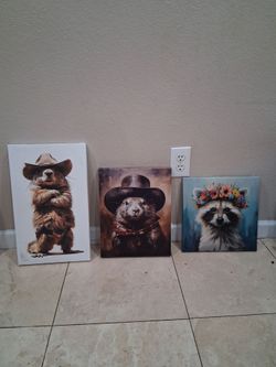 Racoon wall art set