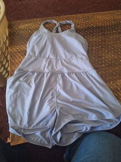 Light Blue Athletic Romper with Built-In Shorts