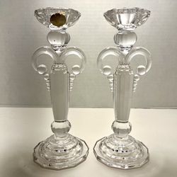 Set of 2 Vintage Austrian 24% Lead Crystal Candlestick Holders 8 1/2” Tall