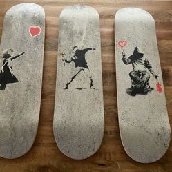 Banksy art skateboards