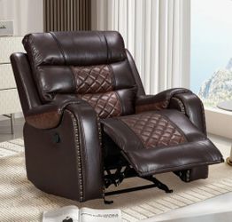 BRAND NEW 
Ambridge Crovetti 35.8" Wide PU Leather Manual Rocker Recliner Chair with Diamond Stitching, W111594511