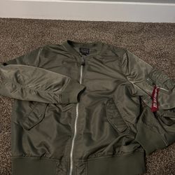 * THE REAL DEAL!!** *U.S. MILITARY PROPERTY** Alpha industries Green/Army Bomber Jacket Vintage XXL