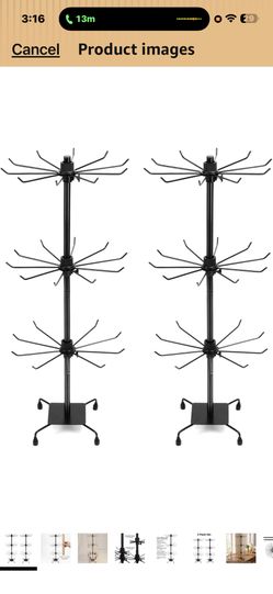 QWORK 3-Tier Rotating Metal Jewelry Display Stand – 2 Sets Adjustable Tabletop Holder for Necklace, Earring & Key Ring