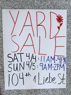 Moving Yard Sale! 🌞 Sat 4/4 - Sun 4/5