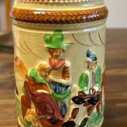 Oktoberfest Time! 7” Vintage German style beer stein handpainted in Japan
