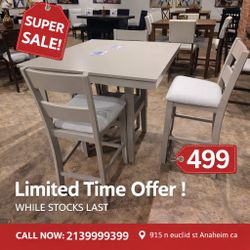 Modern 5 Piece Counter Height Dining Table Set 40"X40"X36"H
