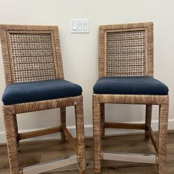 Braxton Culler Pine Isle Upholstered Rattan Counter Stool