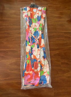 Sam Edmund Orange Multi-Color Floral Print Dress