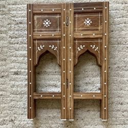 Brass Tray Taj Mahal Tea Table Stand Base Teak Octagonal Folding Bone Inlay