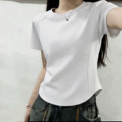 Women's White Fitted Short Sleeve T-Shirt – Crew Neck – New