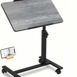 Tilt Overbed Table, Mobile Laptop Stands Tray Desk Portable Hospital Overbed Desk Couch Side Table - Grey