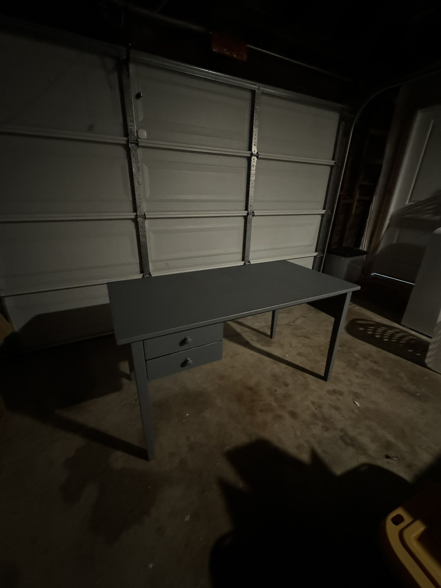 Gray Two-Drawer Desk and Desk Chair