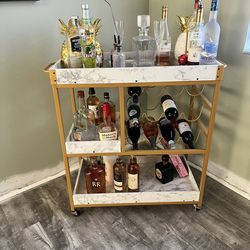 Golden Rolling Bar Cart