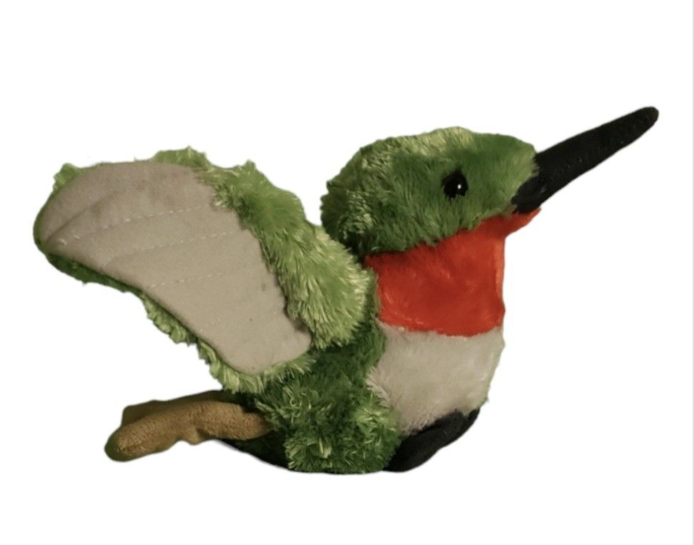 5" green wild republic plush hummingbird with tags.
