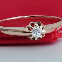 ❤️14k Size 9 Beautiful Solid Rose Gold and Genuine Diamond Ring!/ Anillo de Oro Rosado con 1 Diamante! 👌🎁Post Tags: Anillo de Oro