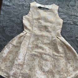 e Children's Place Ivory Gold Metallic Sleeveless Party Dress Girls 14