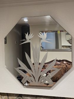 Mirror With Birds Of Paradise Etching 