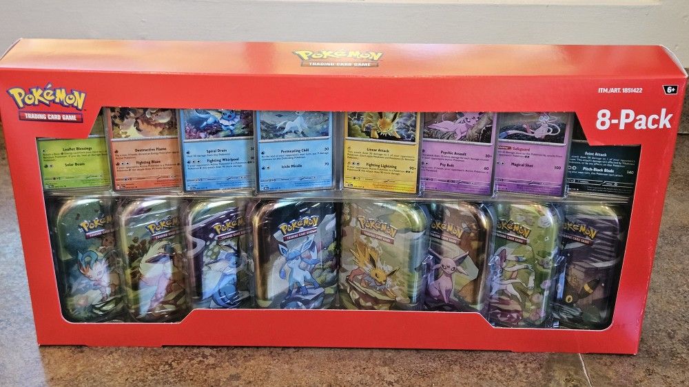Pokemon Prismatic Evolutions 8 Pack Mini Tins Collection 