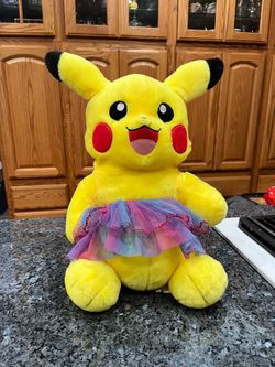 Build A Bear Pikachu Nintendo Pokemon Yellow Stuffed Plush Wearing A Sparkly Skirt. Size 18 inches tall. Preowned excellent condition.