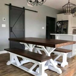 Modern Trestle Dinning Room Table 