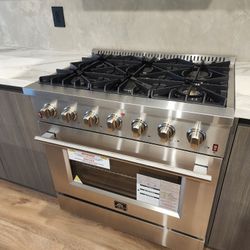 Forno Galliano 36-in 6 burners 5.36-cu ft Convection Oven Freestanding Natural Gas Range