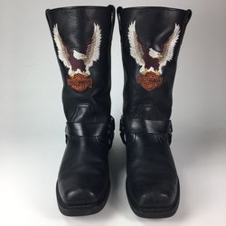 HARLEY DAVIDSON HARNESS BOOTS  MENS SIZE 11 EMBROIDERED EAGLE  EXCELLENT CONDITION “ON A BUDGET? WE’VE MADE ARRANGEMENTS FOR YOU TO PURCHASE THIS BOOT